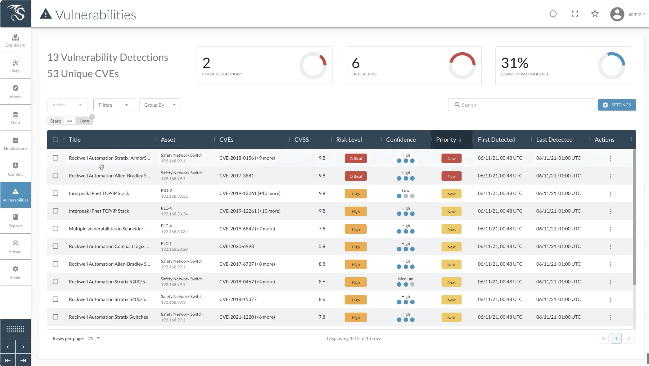 vulnerability management screenshot