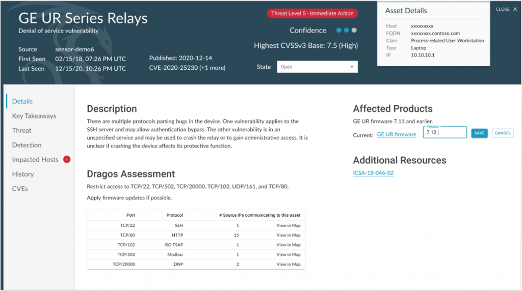 Vulnerability detail and contextual information