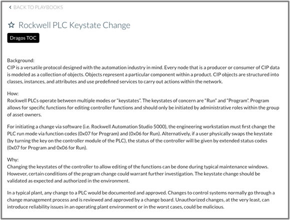 Figure 8: Rockwell PLC Key State Change Playbook 