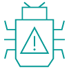 teal icon of a bug representing asset risk
