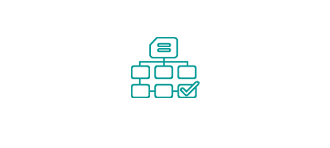 a teal icon of a plan diagram