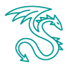 Teal icon of the dragos logo