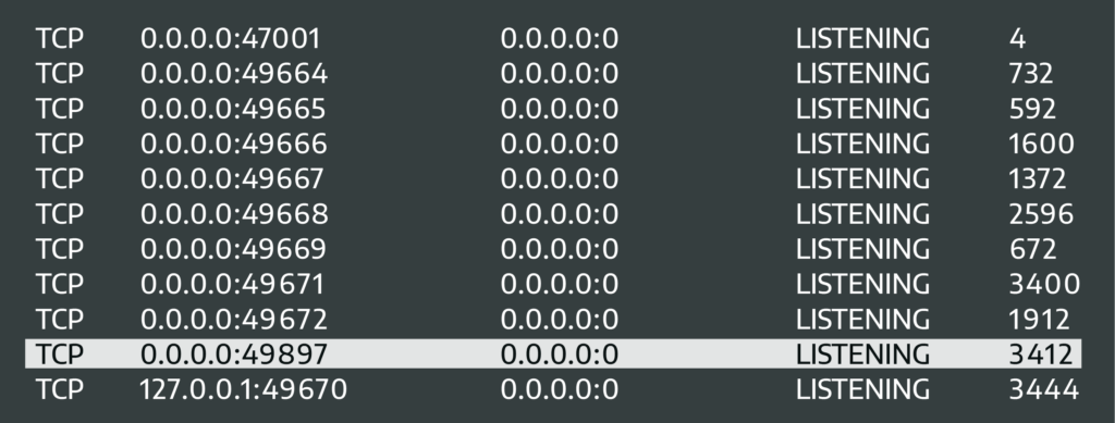 Figure 5. Netstat command output