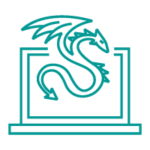 icon of the dragos dragon over the outline of a laptop