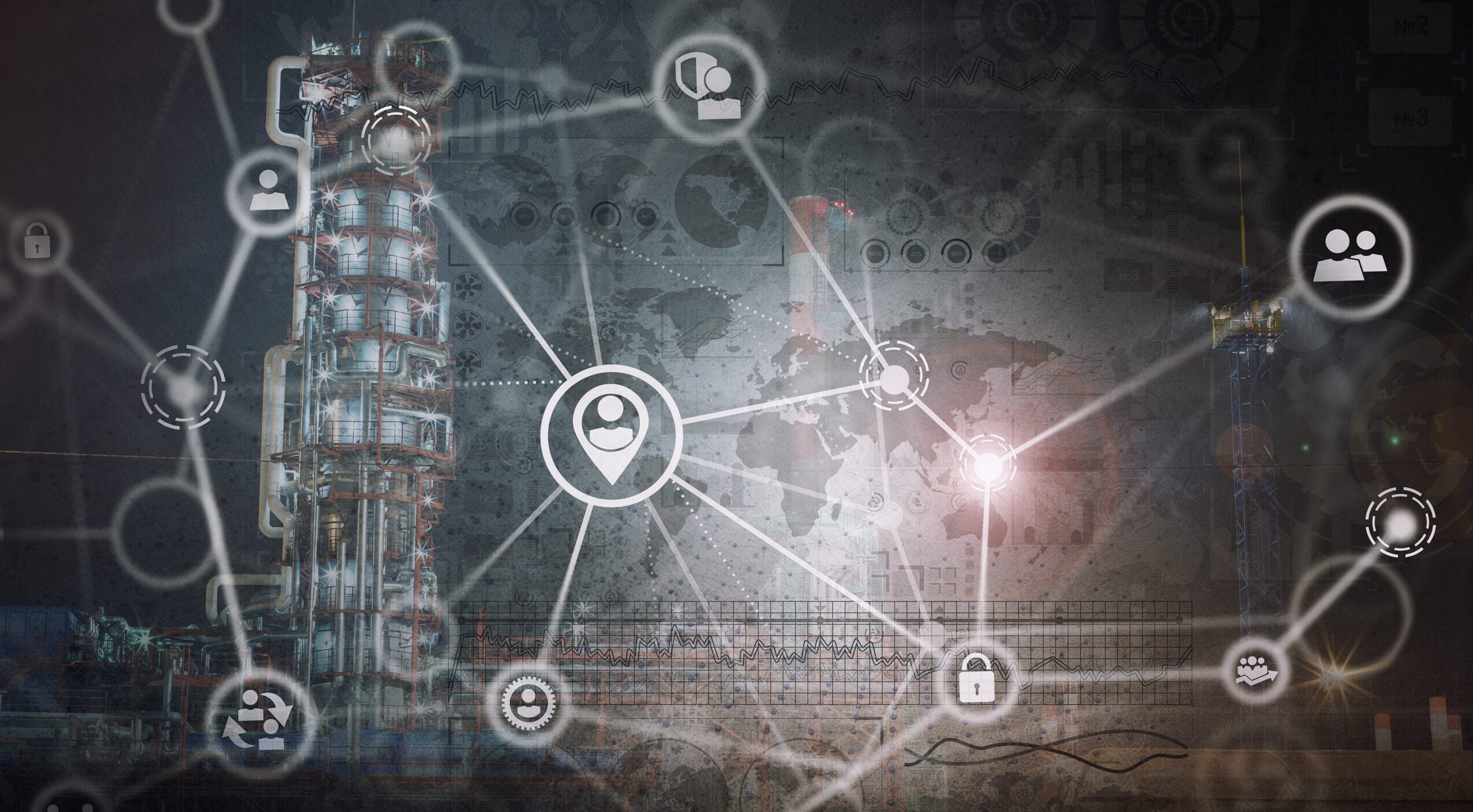 Industrial security concept. Mixed media