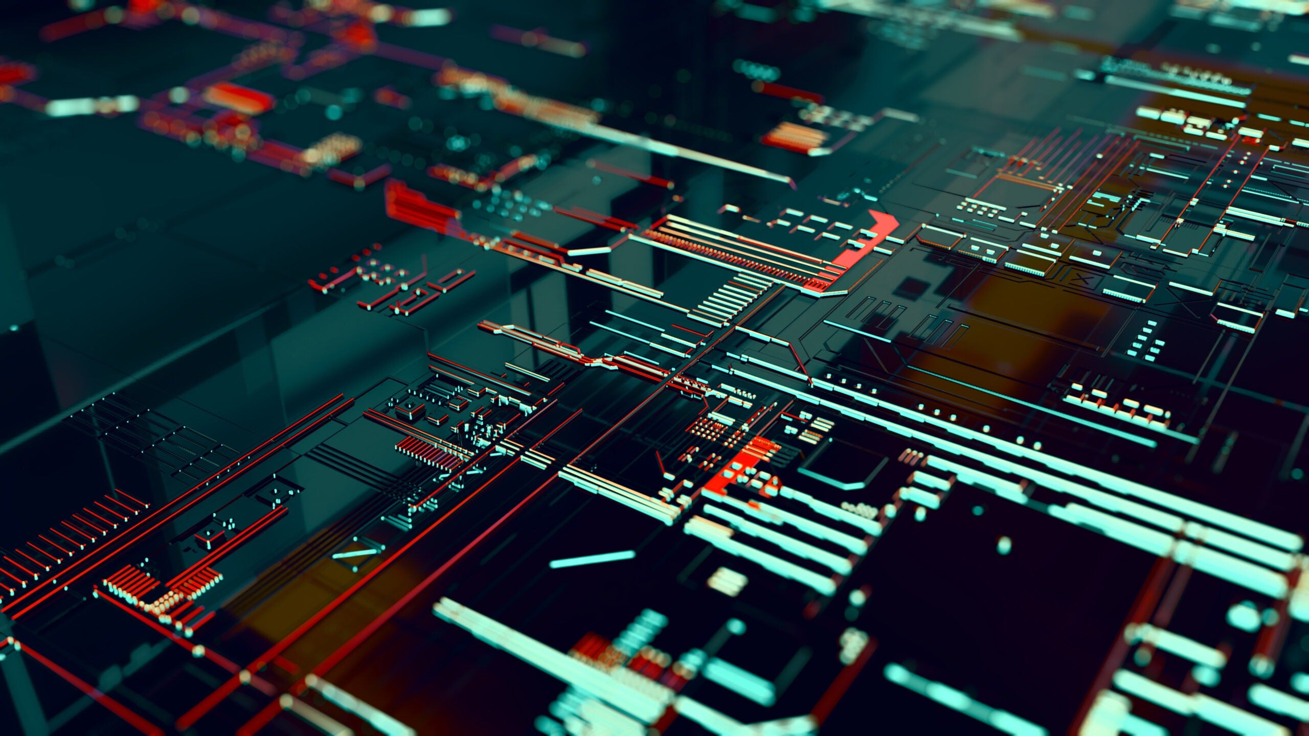3D rendering. Digital binary data and electronic circuit board. Cyber security concept abstract background.