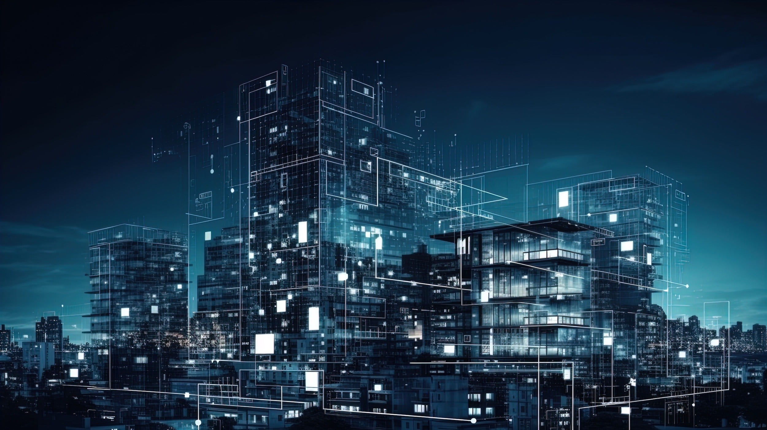 Futuristic Living: Modern Building Automation Systems and Smart Home Systems in a Smart Building Isolated Background.