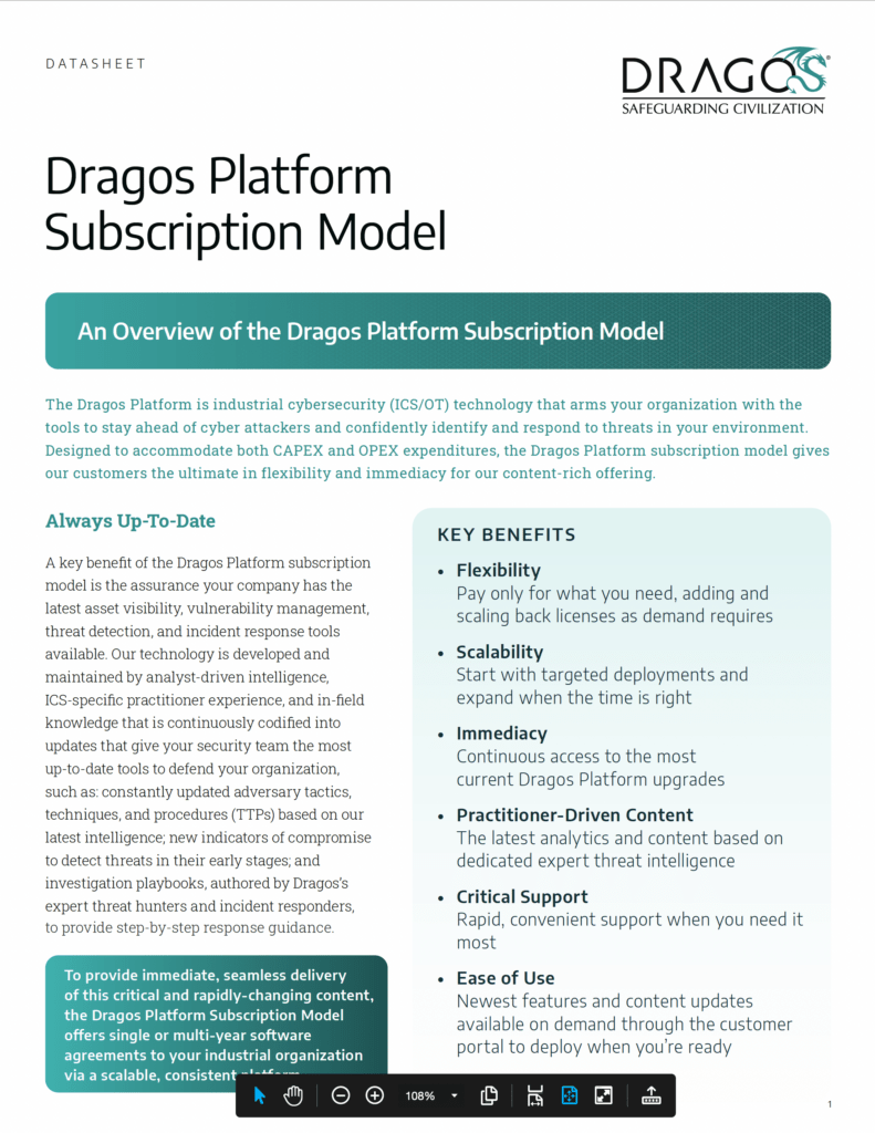 The Dragos Platform Subscription Model
