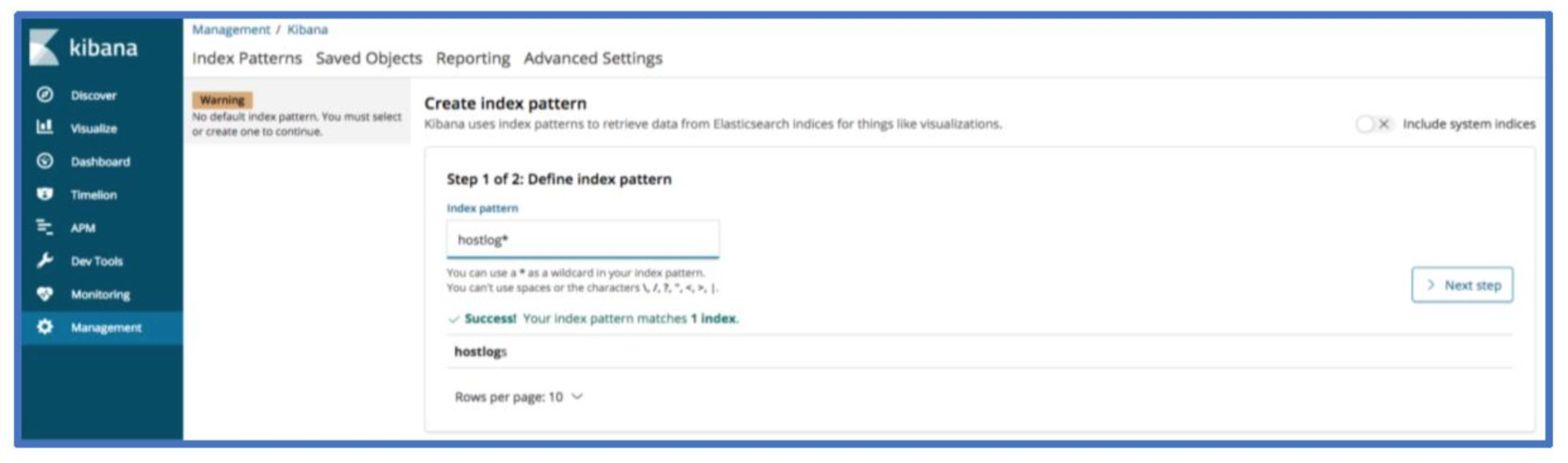 Configure Kibana Index